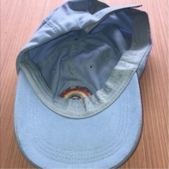 Women's Light Blue Adjustable Baseball Hat with Rainbow Patch - Picture 7 of 8